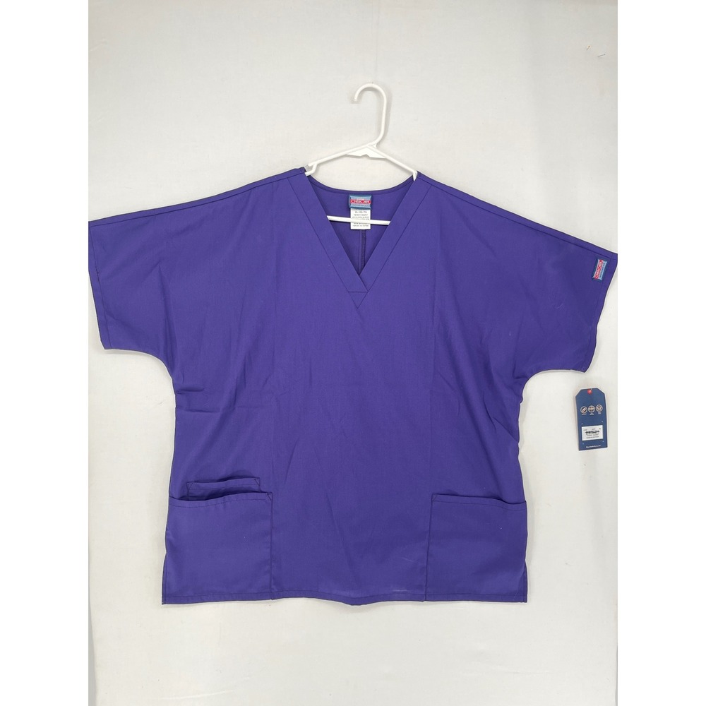 Cherokee Workwear Originals Scrub Top V-Neck Purple Short Sleeve XL NWT